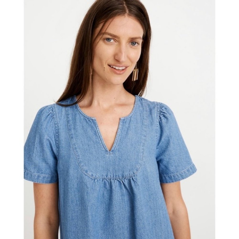 Madewell Denim Popover Swing Dress Newsom Wash XXS - Picture 5 of 11